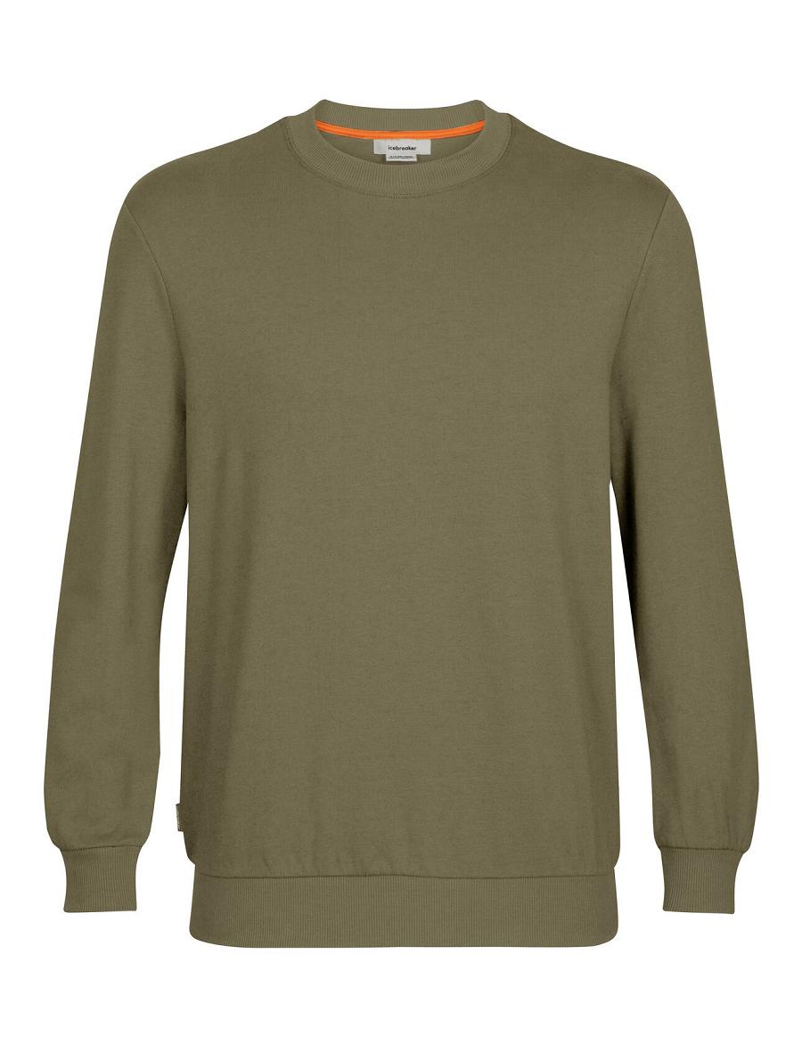 Loden Men's Icebreaker Merino Central II Long Sleeve Sweatshirt Hoodie | USA 1276FDNM